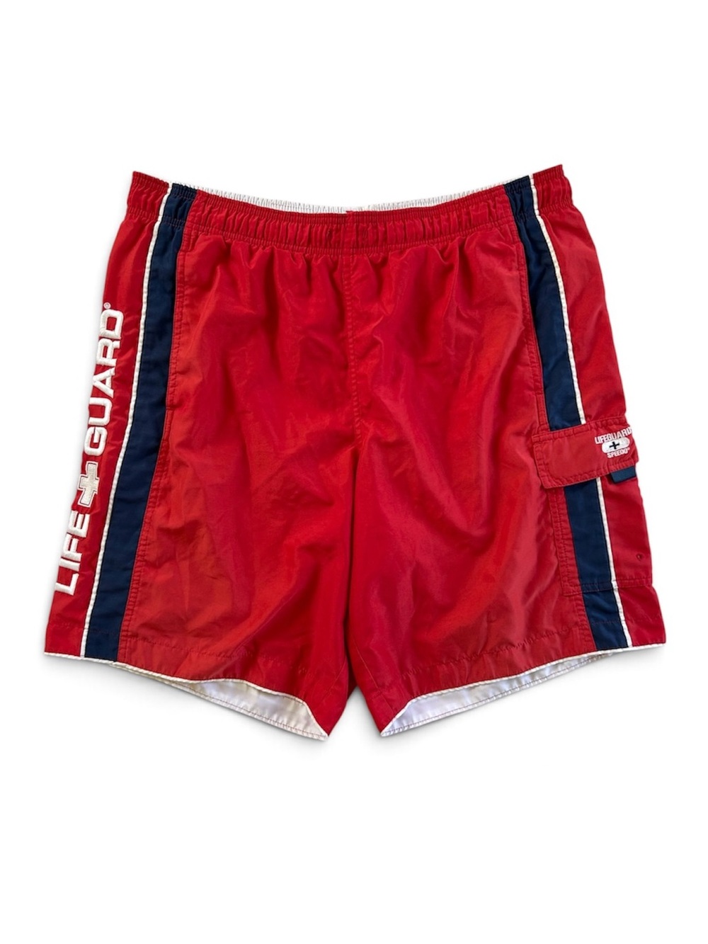 Vintage Speedo Lifeguard Swim Shorts Red